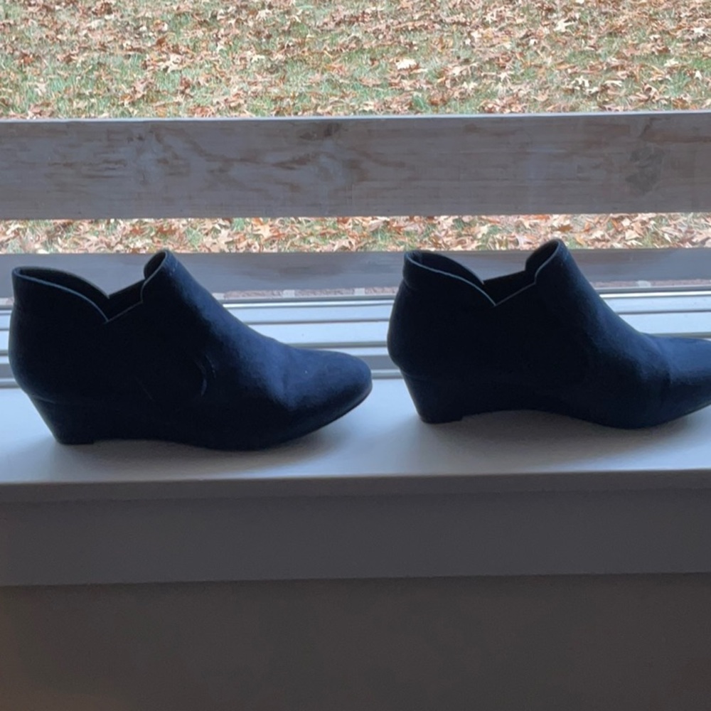 Navy blue suede ankle boots